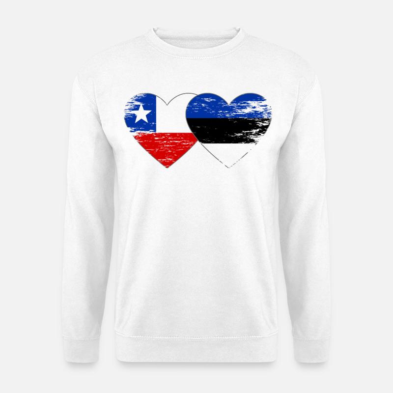 Chile_Litauen_Flagge_Herz_used - Unisex Pullover - Weiß