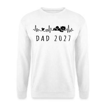 Papa 2027 Heartbeat Baby-Ankündigung Schwangerschaft - Unisex Pullover - Weiß - Vorne