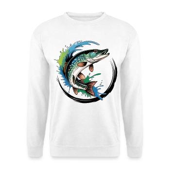 Pêche au brochet - Sweat-shirt Unisexe - blanc - Devant