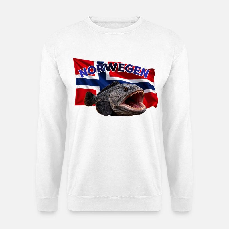Steinbeisser Angeln Norwegen - Unisex Pullover - Weiß