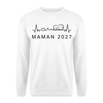 Future Maman 2027 Battement de Cœur Grossesse - Unisex Pullover - Weiß - Vorne