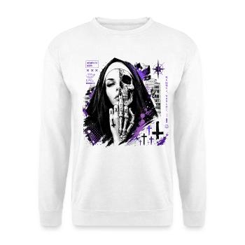 Memento Mori Skull Portrait violett - Unisex Pullover - Weiß - Vorne