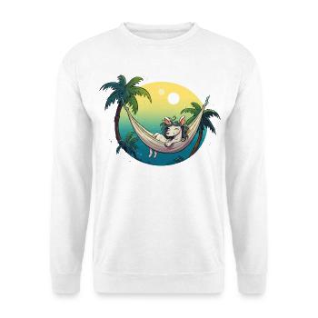 Unicorn in Tropical Hammock - Unisex Sweatshirt - white - Front