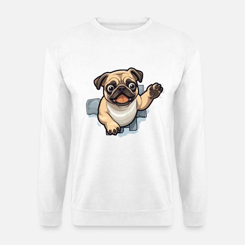 Pug Durchbruch aus Eis - Unisex Pullover - Weiß