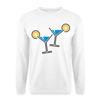 2 Cocktailgläser / Cocktail / Martini + (Hellblau) - Unisex Pullover - Weiß - Vorne