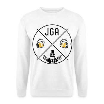 JGA Bräutigam Handzeichen Bier Kreis Symbol POS 2C - Unisex Pullover - Weiß - Vorne