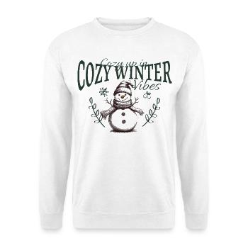 Cozy Winter Vibes Schneemann - Unisex Pullover - Weiß - Vorne - Alina (178cm) & Michal (187cm)