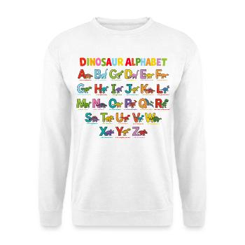 Dinosaurier Alphabet ABC Poster Kinderzimmer Dino  - Unisex Pullover - Weiß - Vorne
