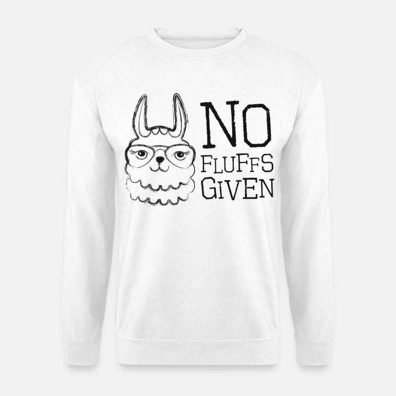  Lama mit Brille No Fluffs Given - Unisex Pullover - Weiß