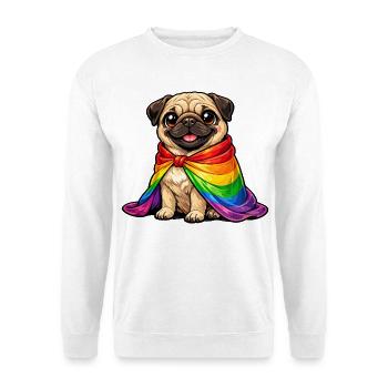 Pug Pride Dog Manteau arc-en-ciel LGBTQ - Sweat-shirt Unisexe - blanc - Devant