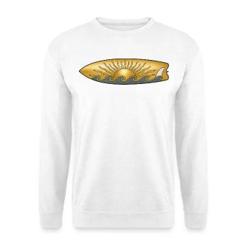 Golden sun with surfboard and sea waves surfer - Unisex Sweatshirt - white - Front