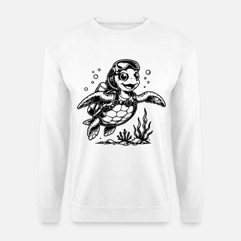 Turtle diver with oxygen tank - Unisex Sweatshirt - white