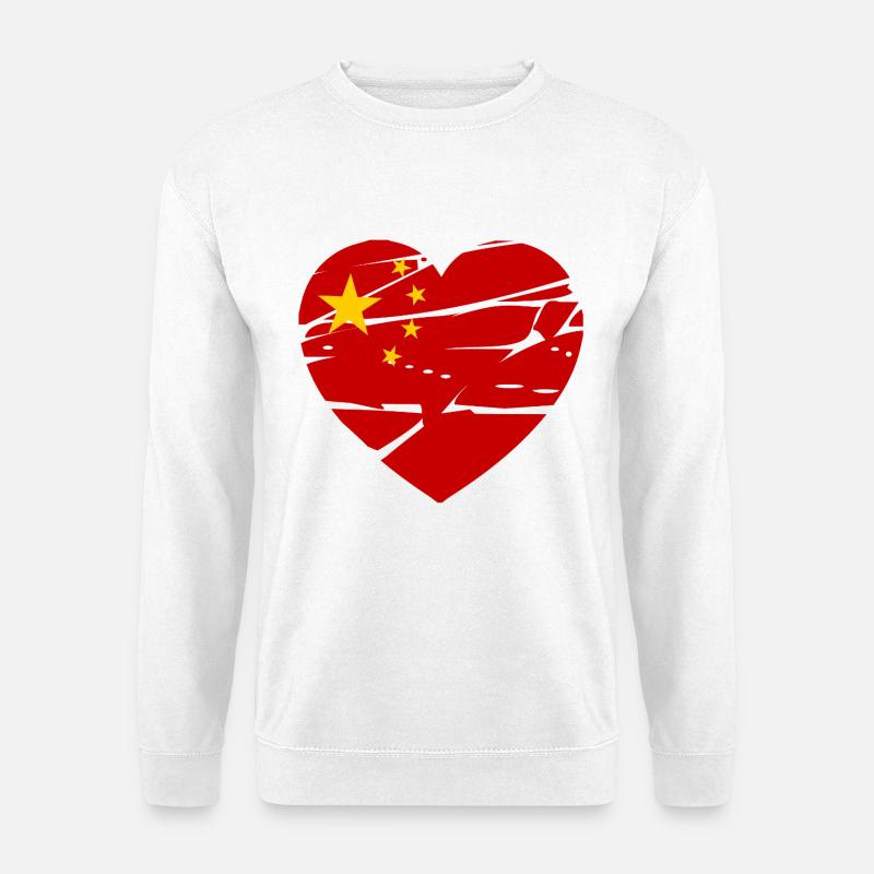 China Flag Herz - Unisex Pullover - Weiß