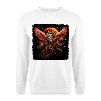 Reine des chats sur T-Rex avec des ailes dans l’espace - Sweat-shirt Unisexe - blanc - Devant