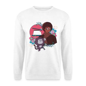 Anime Boy and Soccer Monkey with Prosthetic - Unisex Sweatshirt - white - Front