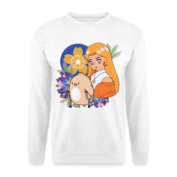 Anime Girl and Bird with Crutches Art - Unisex Sweatshirt - white - Front