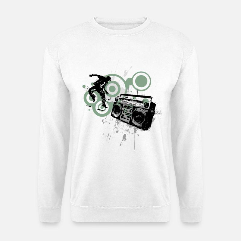 Boombox Graffiti Retro Circles Frutiger Metro - Unisex Pullover - Weiß