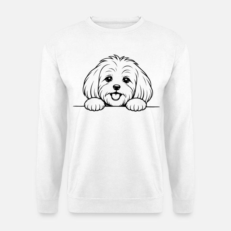 Malteser_Hund_mit_Pfoten_schwarz - Unisex Sweatshirt - white