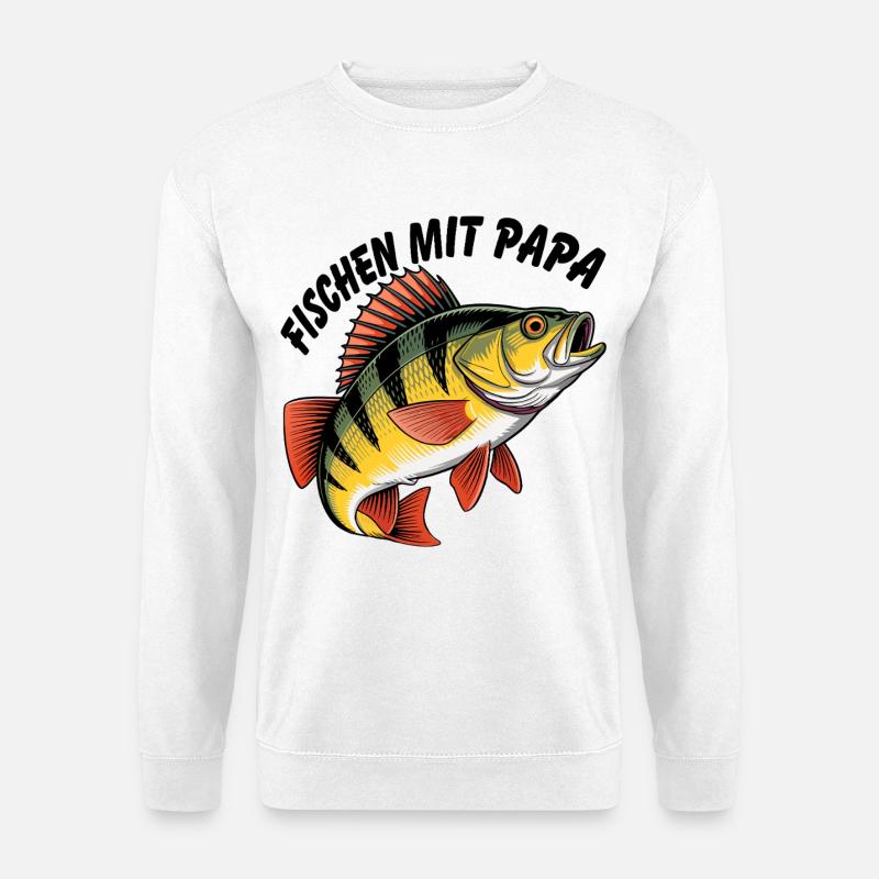 Fischen mit Papa - Unisex Pullover - Weiß