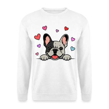 Französische_Bulldogge_Pfoten_mit_Herz_schwatzwei ß - Unisex Sweatshirt - white - Front