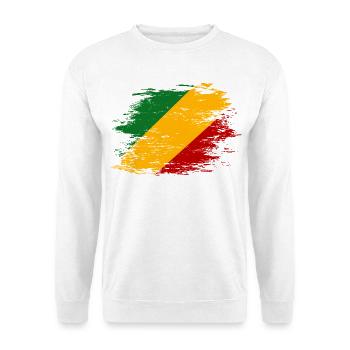 Kongo_Flagge_used - Unisex Pullover - Weiß - Vorne - Alina (178cm) & Michal (187cm)
