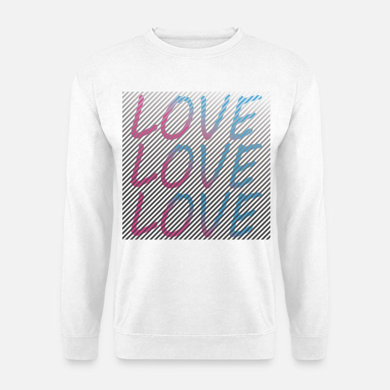 Gradient Love lettering on stripes - Unisex Sweatshirt - white