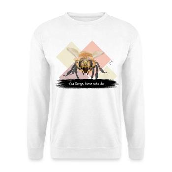 JvG Biene "Koa Sorge, biene scho do." auf Männer  - Unisex Pullover - Weiß - Vorne