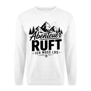 Abenteuer Ruft – Vintage Outdoor Mountain Design - Unisex Pullover - Weiß - Vorne
