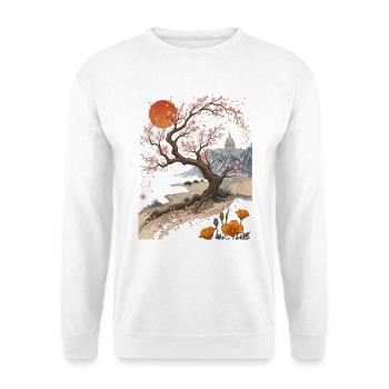 Vintage Cherry Capital 100th Anniversary Art - Unisex Pullover - Weiß - Vorne - Alina (178cm) & Michal (187cm)