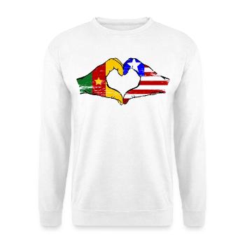 Cameroon Liberia Flag Heart used - Unisex Sweatshirt - white - Front