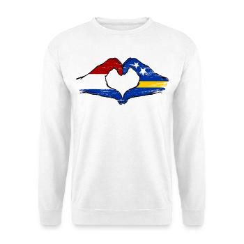 Holland_Curaçao_Flagge_Haende_Herzform_used - Sweat-shirt Unisexe - blanc - Devant