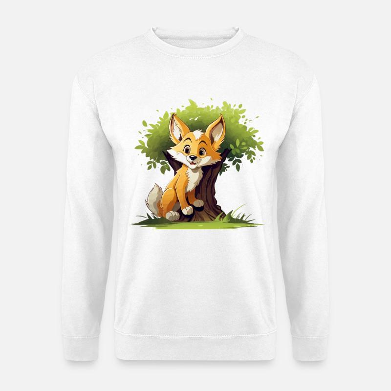 Fröhlicher Fuchs im Waldbaum - Unisex Pullover - Weiß