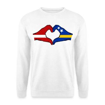Latvia Curaçao Flag Hands Heart Shape - Unisex Sweatshirt - white - Front