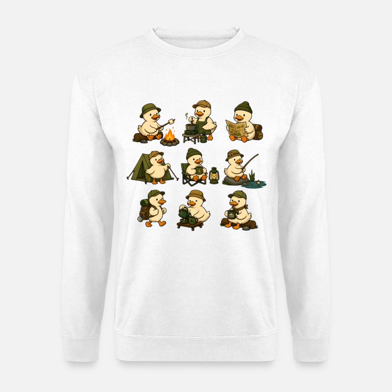 Camping Enten Abenteuer – Süße Outdoor Enten - Unisex Pullover - Weiß