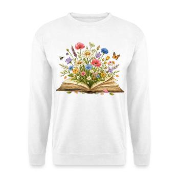 Wildflower Book Illustration - Floral Book Art - Unisex Sweatshirt - white - Front