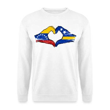 Venezuela Curacao flag hands heart shape used - Unisex Sweatshirt - white - Front