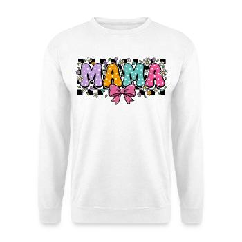 Vintage MAMA Polka Dot und großer rosa Schleifen-Chic - Unisex Pullover - Weiß - Vorne