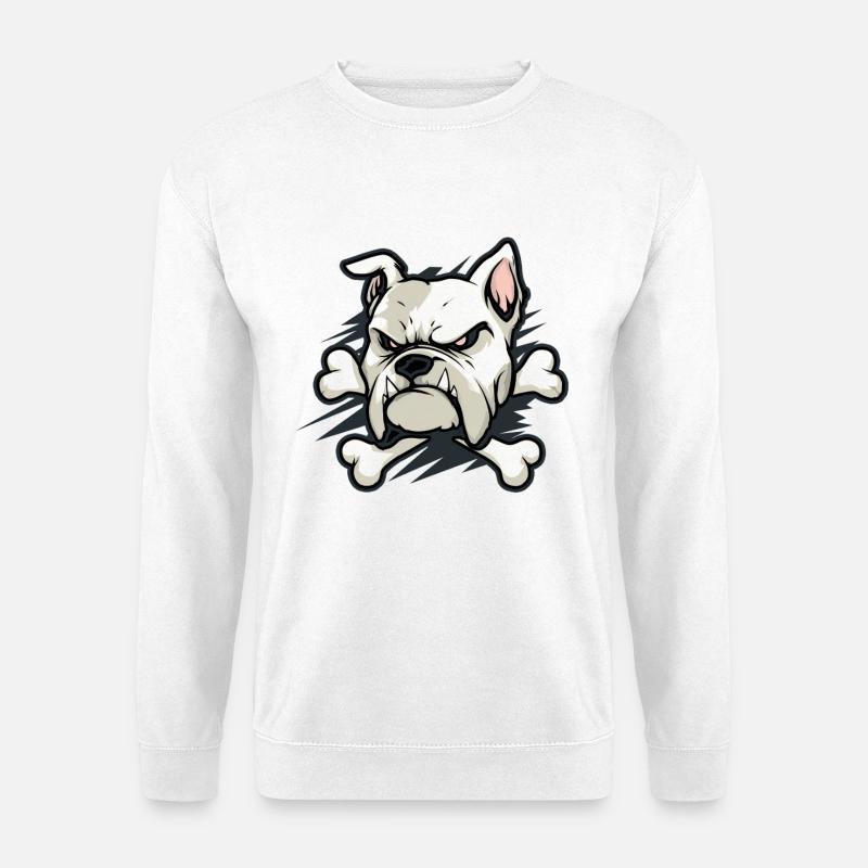 Wütende Bulldogge mit Knochen - Unisex Pullover - Weiß