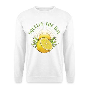 Squeeze the Day Zitronen-Splash - Unisex Pullover - Weiß - Vorne - Alina (178cm) & Michal (187cm)