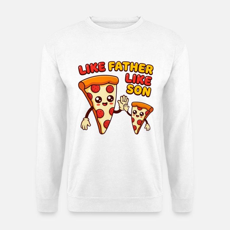 Pizza-Vater und Sohn - Unisex Pullover - Weiß