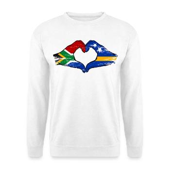 South Africa Curacao flag hands heart shape used - Unisex Sweatshirt - white - Front