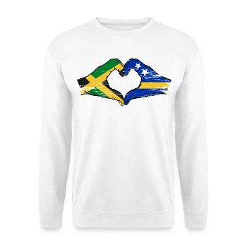 Jamaika Curacao Flagge Hände Herzform used - Unisex Pullover - Weiß - Vorne