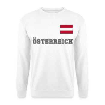 ÖSTERREICH Trikot Look - Flagge Fahne auf Brust - Unisex Pullover - Weiß - Vorne