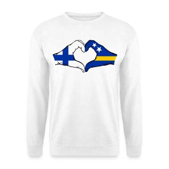 Drapeau de Finlande Curaçao Mains en forme de cœur - Sweat-shirt Unisexe - blanc - Devant