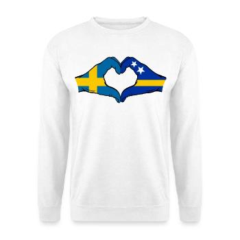 Schweden Curacao Flagge Hände Herzform - Unisex Pullover - Weiß - Vorne
