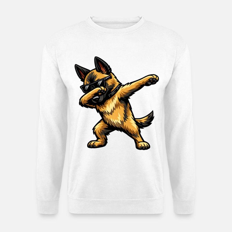 Dabbing Belgischer Schäferhund - Unisex Pullover - Weiß