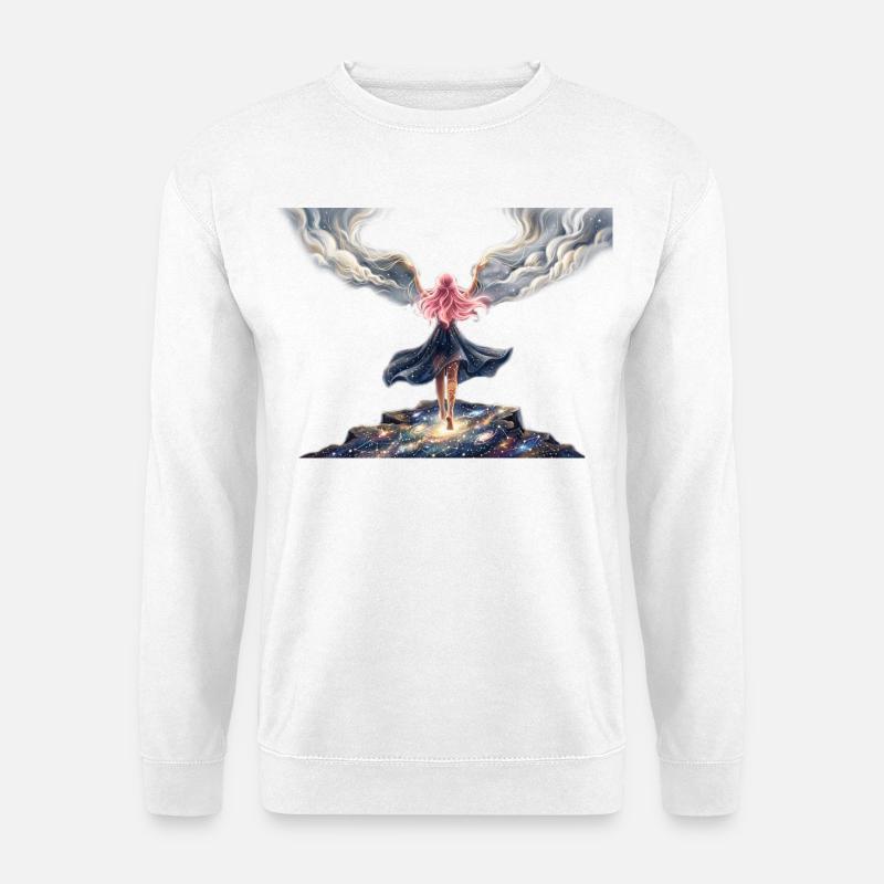 Mondmädchen mit Engelsflügeln - Unisex Pullover - Weiß