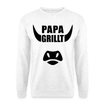 Papa Grillt BBQ - Unisex Pullover - Weiß - Vorne