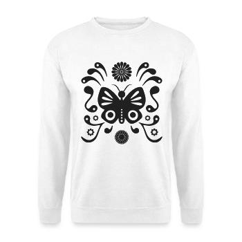 Boho-Schmetterling L matt schwarz - Unisex Pullover - Weiß - Vorne