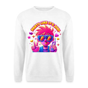 Neon Party Punk Pixel 2001 - Unisex Pullover - Weiß - Vorne - Alina (178cm) & Michal (187cm)